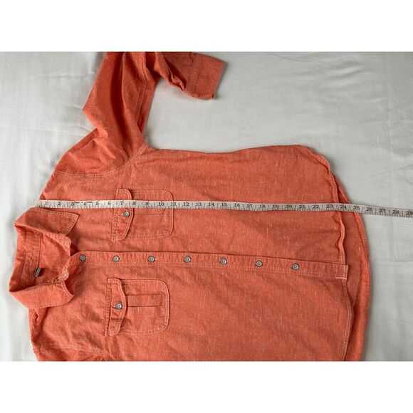 Women's Long Sleeve Button Down 100% Cotton Peachy/Orange Shirt, Size Medium - Picture 6 of 8